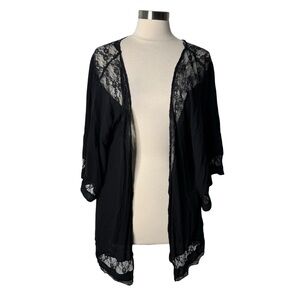 Vintage Y2K Torrid Black Lace Kimono Open Front Whimsygoth Cardigan Women's 3X